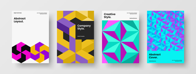 Fototapeta premium Creative corporate cover A4 design vector concept collection. Abstract mosaic pattern postcard illustration bundle.