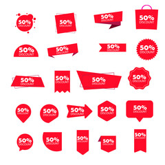 Sale discount labels in department stores. Vector illustration.