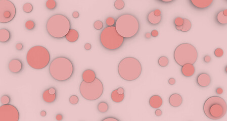 pink circles of different diameters with soft shadows on a light background