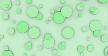 green circles of different diameters with soft shadows on a light background