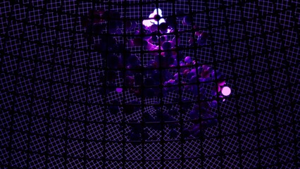 Dark net sphere with bubbles 4K UHD 3D illustration