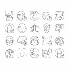 Disease Human Organ Collection Icons Set Vector .