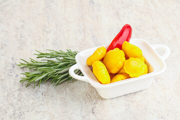 Pickled yellow patisson natural snack