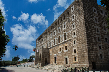 Majestic and well preserved Roman theatre in ancient city Aspendos, Turkey - outside view