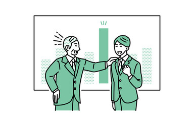 ピグマリオン効果　成績を褒められる社員のイラスト