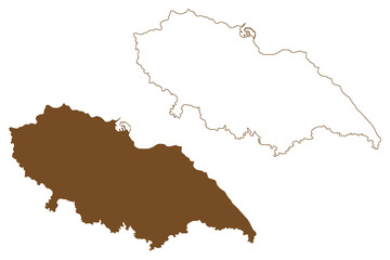 Ile d Yeu or L Ile-d Yeu island (French Republic, France) map vector illustration, scribble sketch Île d'Yeu or L'Île-d'Yeu map