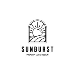 sunrise line art minimalist logo vector illustration design, sunburst logo design