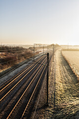 Obraz na płótnie Canvas railway in the morning
