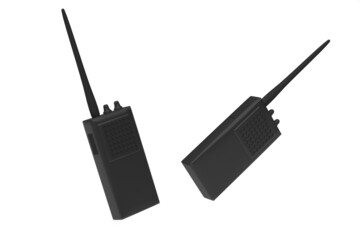 Handheld Walkie-talkie in black color isolate 3d rendering