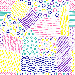 Colorful abstract seamless pattern. Doodle background. Hand drawn cartoon print