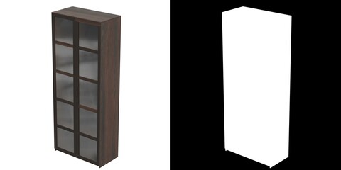 3D rendering illustration of a window cabinet bookcase