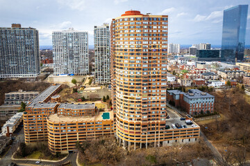 Fototapeta premium Aerial Drone of Fort Lee New Jersey 