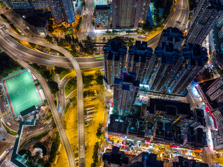 Top down view of Hong Kong city