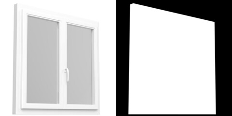 3D rendering illustration of a double flat window