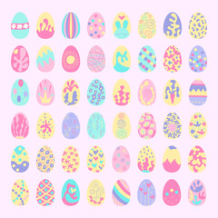 Colorful Easter collection with Easter eggs and decorative elements. Easter card