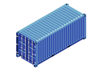 Blue cargo container or shipping container. Crtypo mining farm container concept vector illustration
