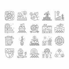 Green Economy Industry Collection Icons Set Vector .