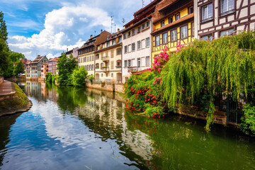 Fototapeta na wymiar Colorful houses in Strassbourg city, Alsace, France