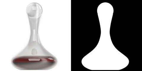 3D rendering illustration of a wine decanter with stopper
