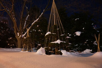 日本 北海道 札幌 日本庭園 雪景色