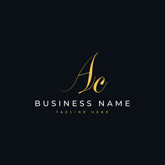 Minimal and elegant initial letter AC logo design with handwriting style. handwritten signature logo for identity Premium Vector
