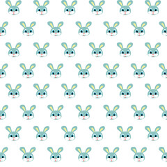 Vector seamless pattern with blue bunnies on a transparent background. Print for kids textiles and decor.