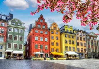 Poster Stortorget square in Stockholm old town (Gamla Stan) in spring, Sweden © Mistervlad