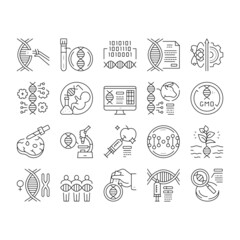 Genetic Engineering Collection Icons Set Vector Illustration .