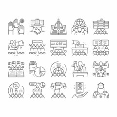 Democracy Government Politic Icons Set Vector .