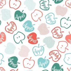 Fototapeten Abstract spring seamless pattern with apples vector silhouette art © F-lin
