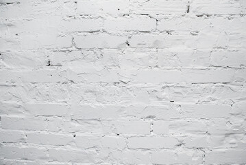 frontage wall in the interior of white brick. White brick background.