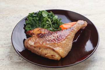 Roasted duck leg with orange sauce