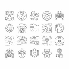 Ecosystem Environment Collection Icons Set Vector .