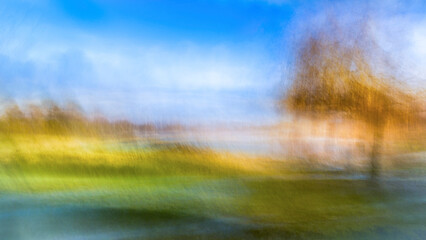 Intentional Camera Movement (ICM) au Lac de Gigny, Beaune, Bourgogne, France 