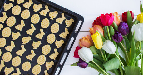 Obraz na płótnie Canvas Easter shortcrust traditional cookies.