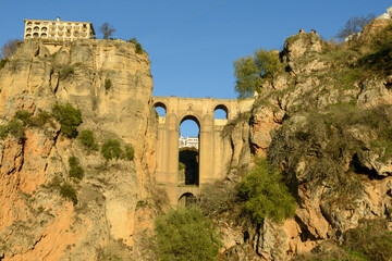 View at the old bridge of Ronda on Andalusia, Spain