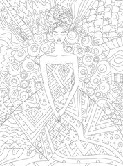 graceful african girl with eyes closed in ethnic dress standing