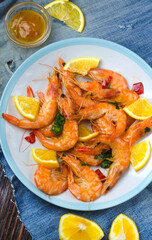 Shrimps marinated in oil with spices