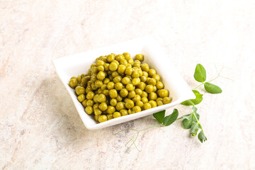 Marinated Green peas in the bowl