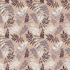 Nature seamless pattern, abstract pattern with plants, botanical design, vector