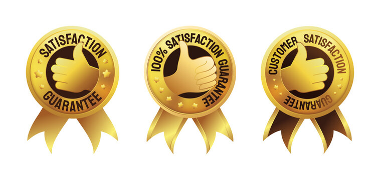 Premium Thumb Up  Customer Satisfaction Guarantee Award Badge vector illustration