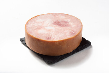 Smoked ham on a white background for insulation. meat appetizer
