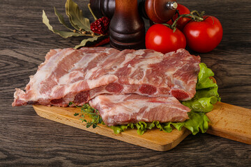 Raw pork ribs for cooking