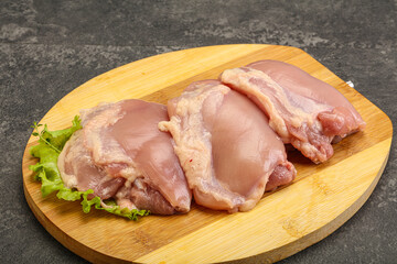 Raw chicken boneless and skinless leg