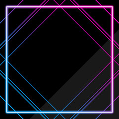 ネオンダイヤ背景　正方形　ピンク＆ブルー　ブラックプレート