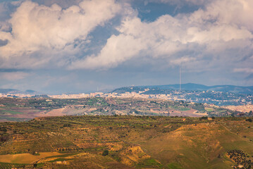 View of Caltanissetta from Mazzarino Medieval Castle, Sicily, Italy, Europe