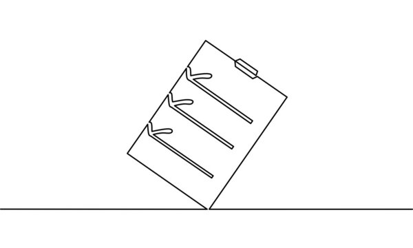 Continuous line drawing of clipboard with cheklist, business growth icon, object one line, single line art, vector illustration