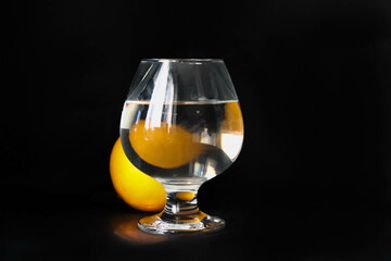 Wineglass  on a black background.