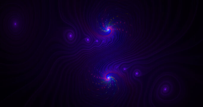 Abstract festive background with blurred fantastic purple swirls on dark background. Digital fractal art. 3d rendering.