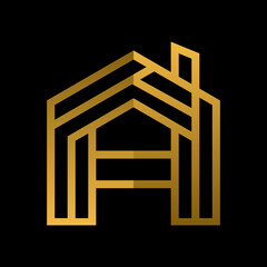 Initial Letter Logo H-H Letter With House Concept Logo Design